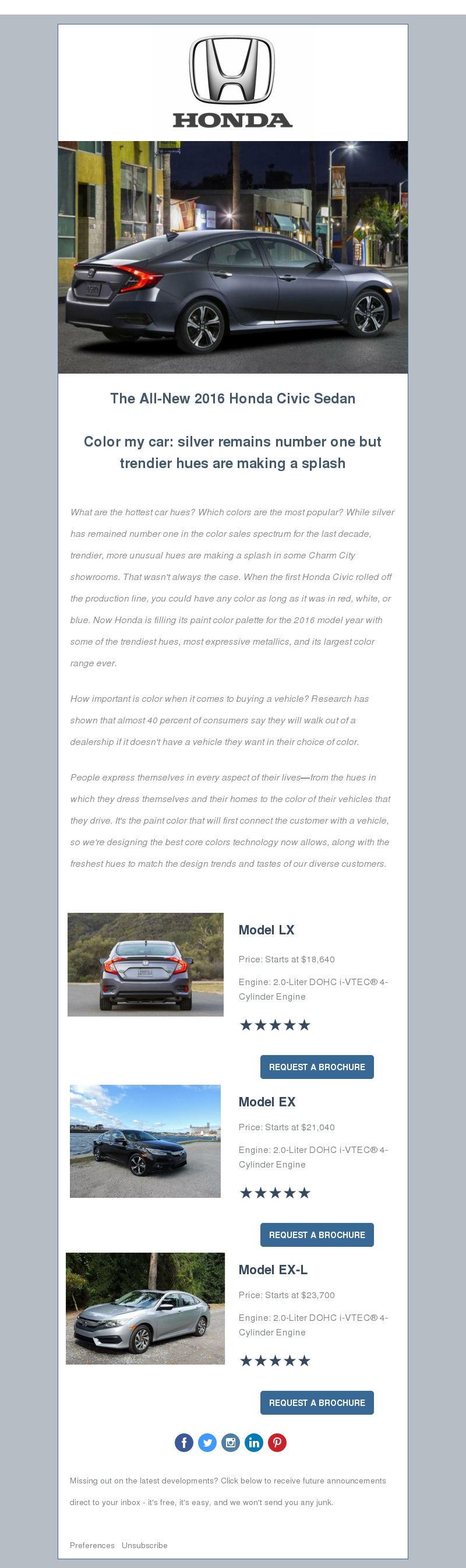 Honda Civic Mock HTML Email Template