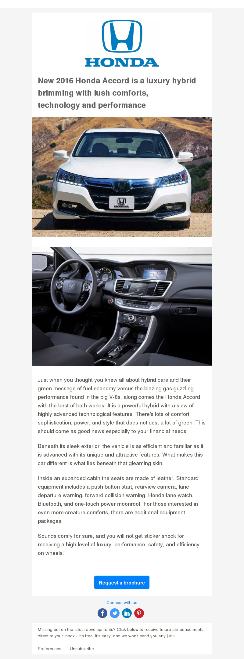 Honda HTML Mock Email Project